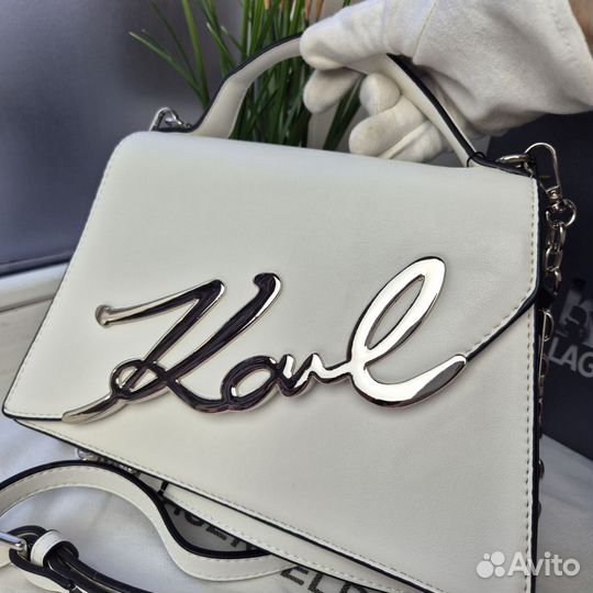 Сумка сетчел Karl Lagerfeld signature 2.0 белая