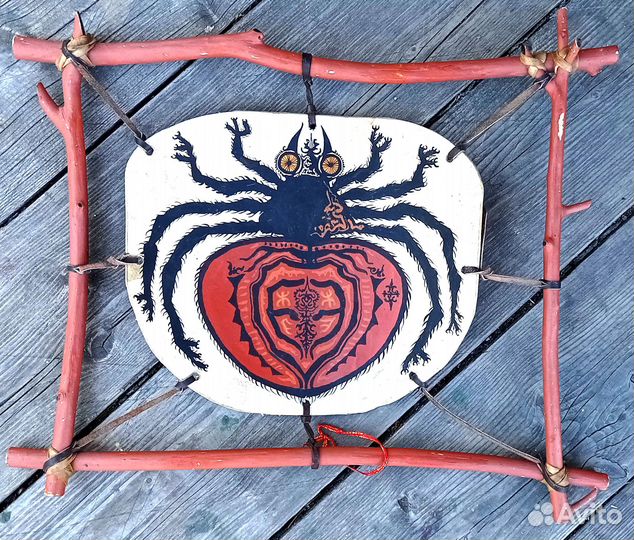 Панно картина из кожи Паук