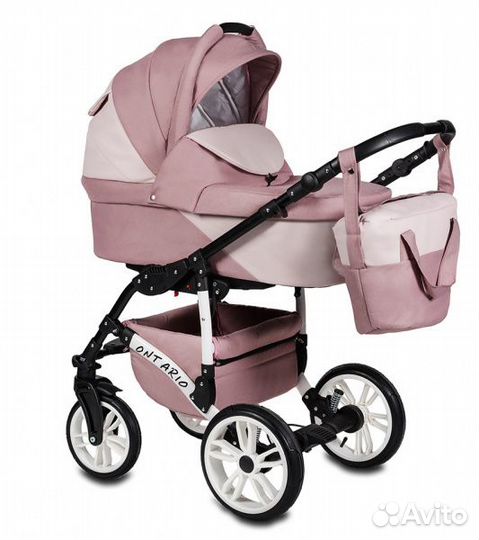 Коляска ontario LUX 2В1 розовая кожа