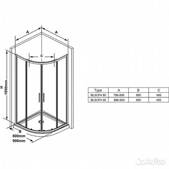 Душевой уголок Ravak Blix Slim 80x80 blscp4-80 про