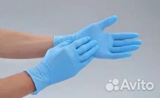 Перчатки нитриловые неопудренные L (голубые) 100 п