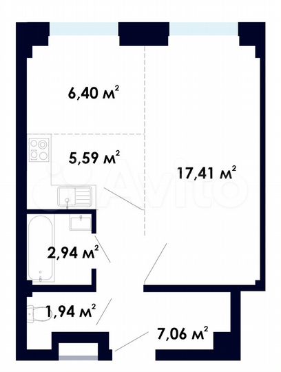 2-к. квартира, 41,3 м², 1/9 эт.