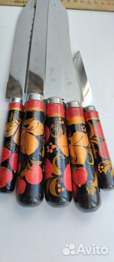 Набор кухонных ножей, хохлома, СССР