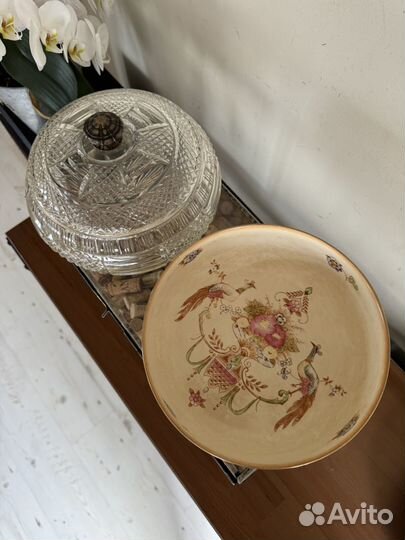 Ваза бисквитница серебро, Devon фруктовница