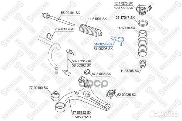 51-00295-SX наконечник рулевой левый Hyundai V