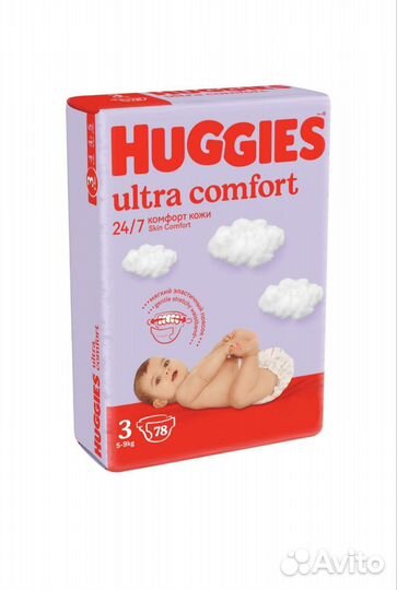 Подгузники huggies ultra comfort 3, 78 штук