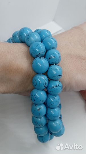 Бусы СССР натуральные бирюза говлит крупные