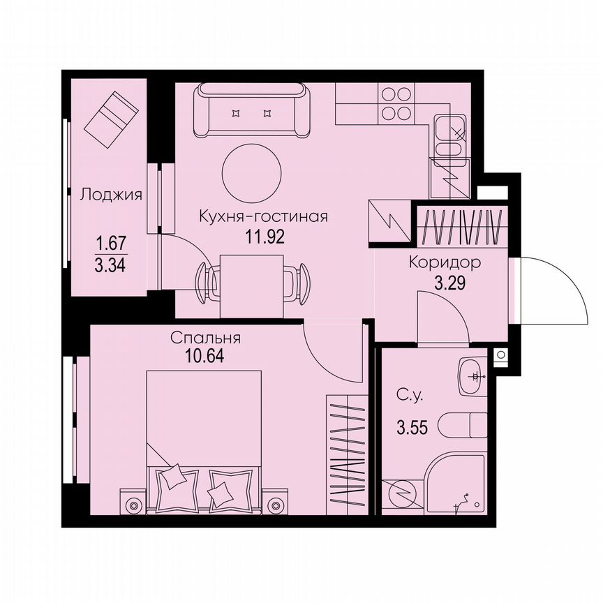 1-к. квартира, 31,1 м², 2/9 эт.