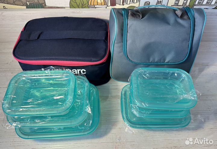 Набор стеклянных контейнеров в термосумке