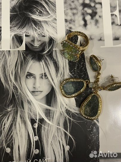 Трендовый комплект серьги и кольцо Kara Ross