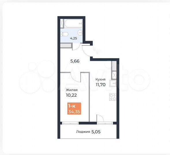 1-к. квартира, 34,4 м², 14/24 эт.