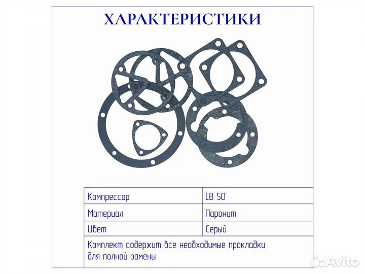 Комплект прокладок для компрессора LB50 Ремеза