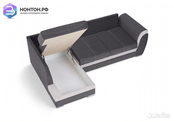 Диван угловой дельфин Стефани темно-серый / серый