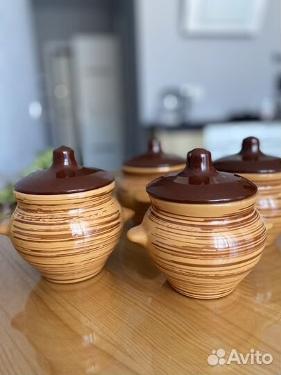 Керамические горшки для запекания 4 шт