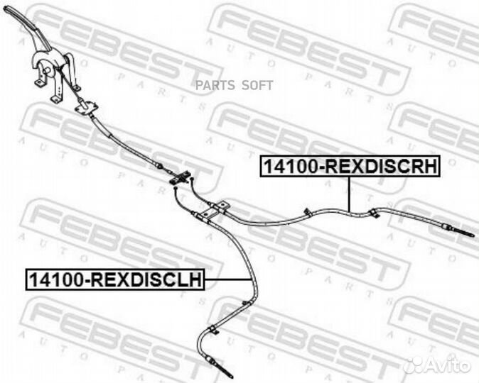 Febest 14100rexdisclh Трос ручного тормоза левый