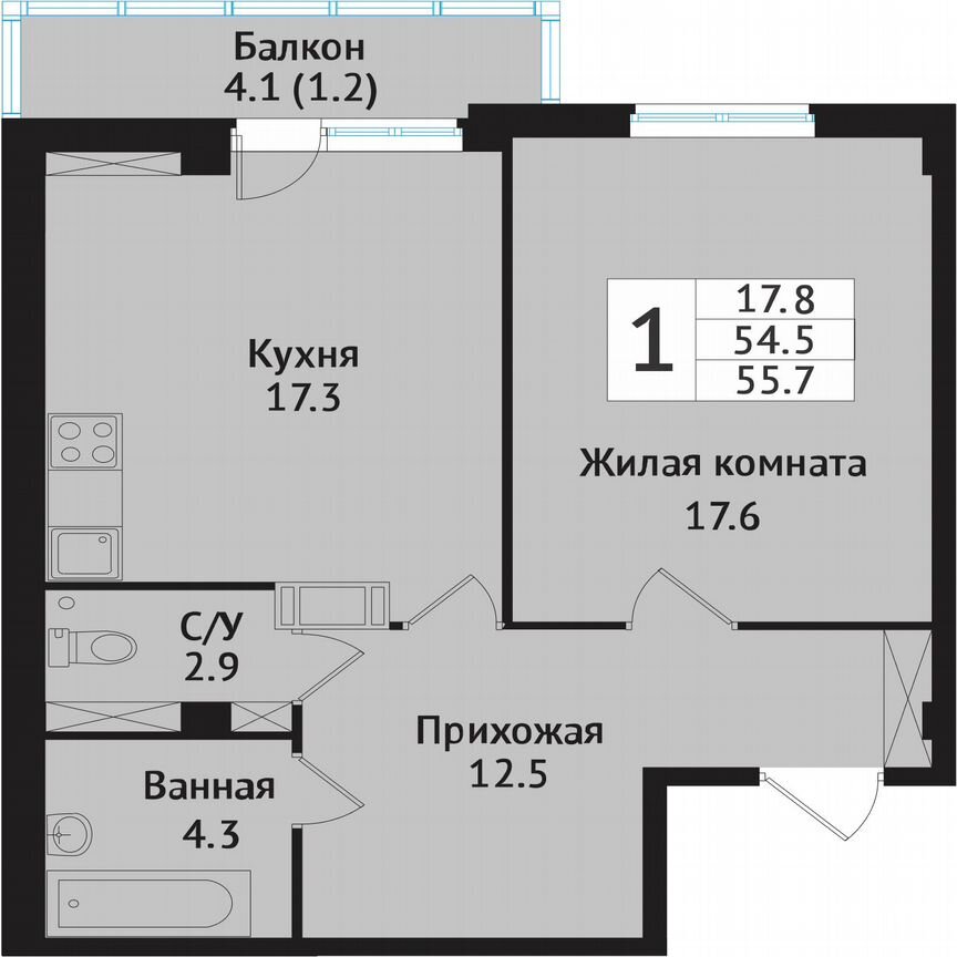 1-к. квартира, 58,5 м², 1/10 эт.