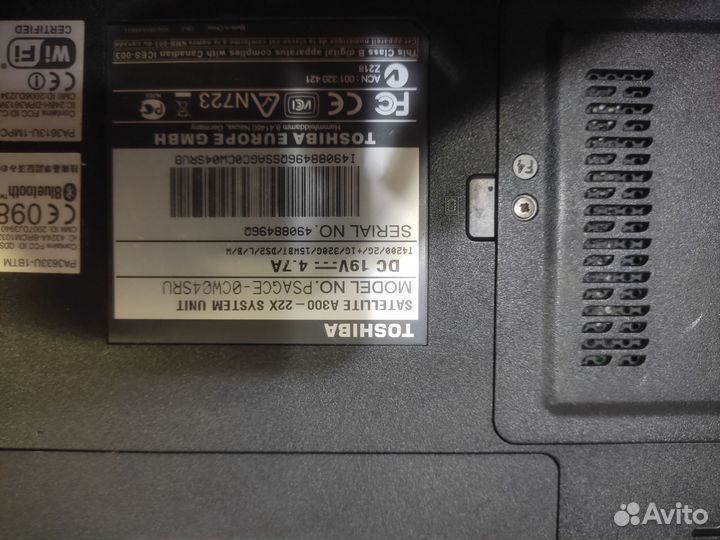 Ноутбук toshiba a300