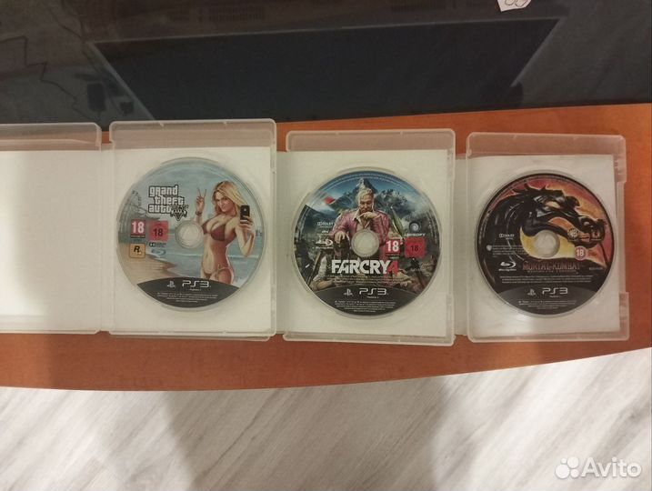 Диски на ps3 мортал комбат, GTA 5, Far cray 4