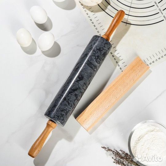 Скалка из мрамора Magistro, 455 см, цвет чёрный