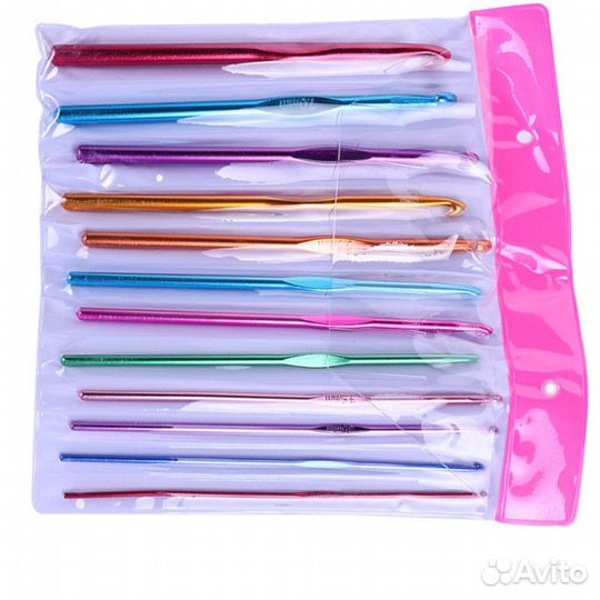 Крючки для вязания, алюминиевые 12 штук, набор