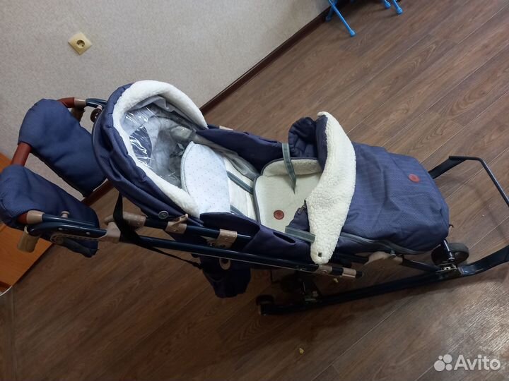Детские санки коляска с колесами