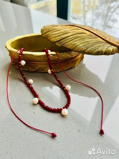 Чокер с кристаллами и жемчугом