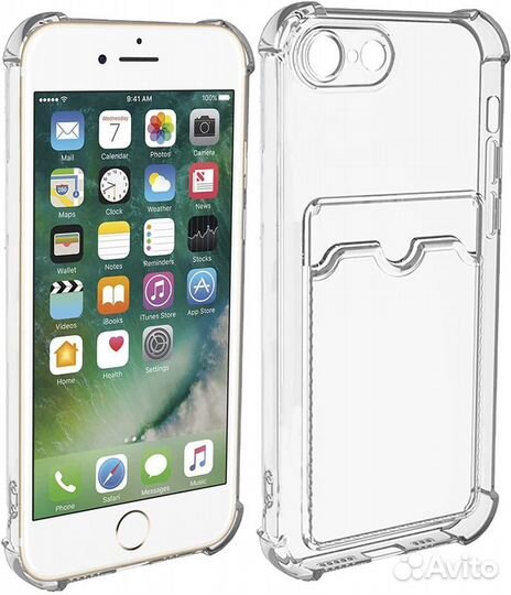 Прозрачный чехол с карманом для iPhone