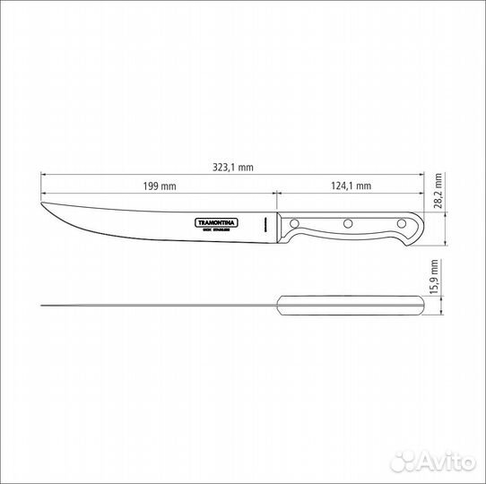 Нож Слайсер Tramontina Ultracort - 20см