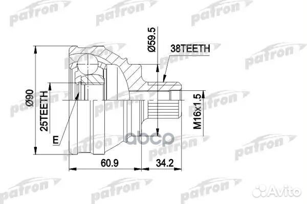 Шрус наружн к-кт 38x59.5x25 audi: 100 1.8 1.88