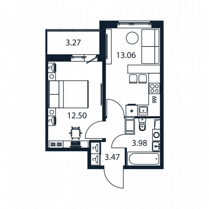 1-к. квартира, 34,7 м², 5/12 эт.