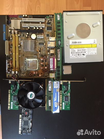 Материнская плата, память, процессор, кулер и друг