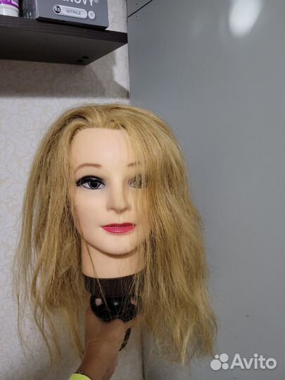 Учебная голова с натуральными волосами