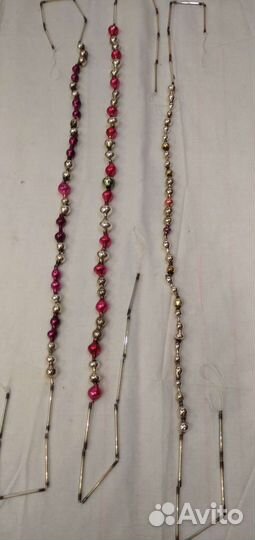 Три ёлочные гирлянды бусы из стекляруса СССР