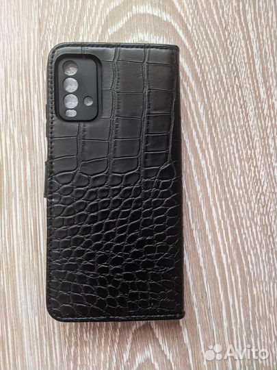 Чехол книжка для Redmi 9t (Кожа, новый)
