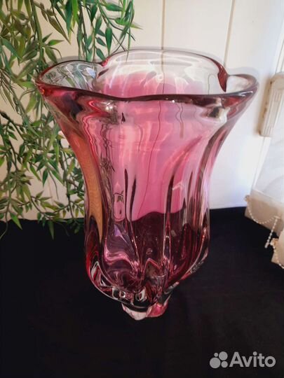 Ваза богемское стекло высокая винтаж
