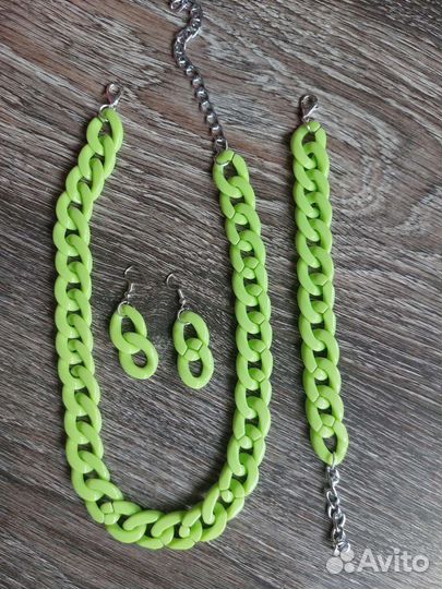 Набор серьги+браслет+колье новый