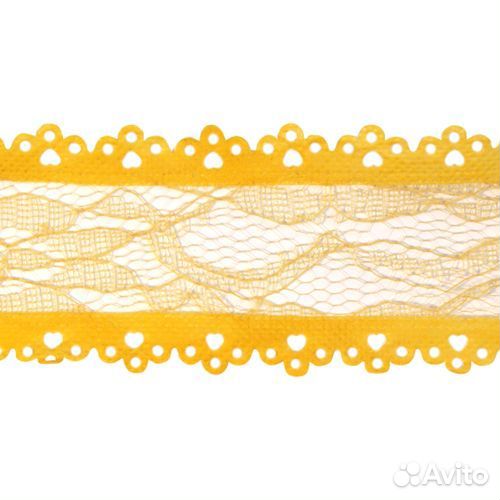 04 желтый YH107 Тесьма ажурная для оформления подарков 50мм*25м (04 желтый), 25 м