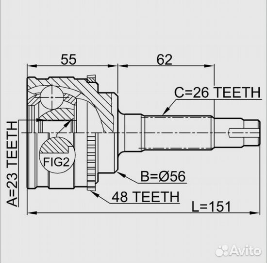 Шрус наружний toyota