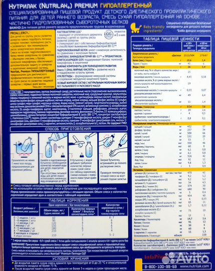 Детская смесь нутрилак премиум гипоаллергенный