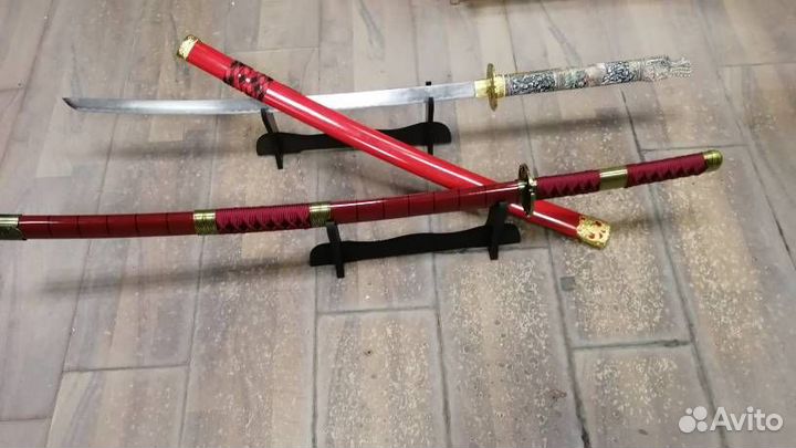 Катаны сувенир сертификат премиум подставка