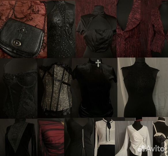 Винтажные готические y2k блузки, корсеты, платья