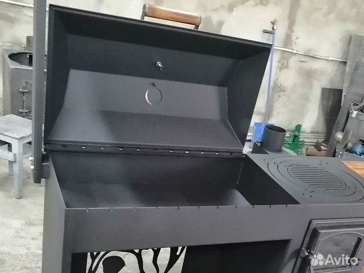 Мангал с печью под казан и крышей