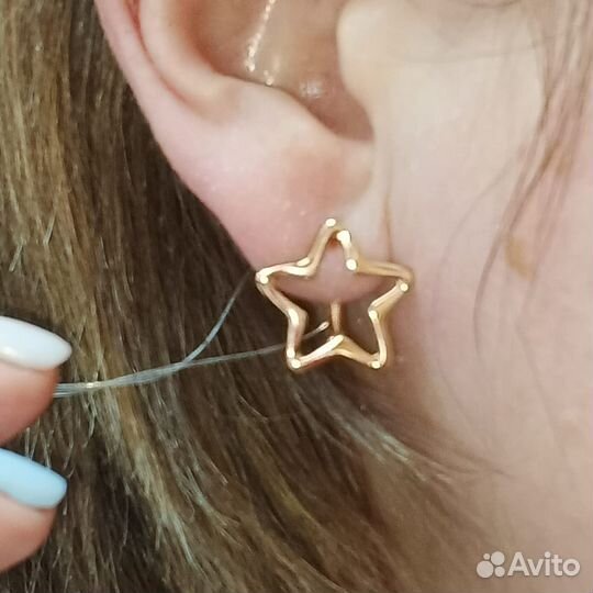 Новые серьги из золота 585 пробы Звезды