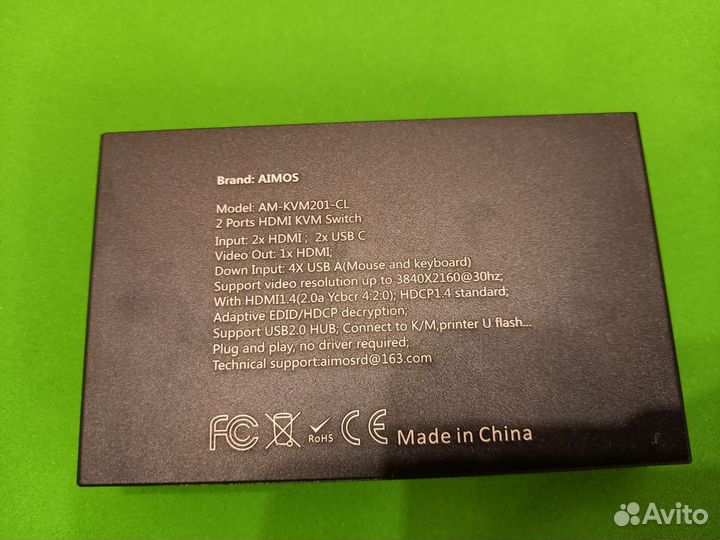 KVM Switch hdmi x1, USB x4 (на два компьютера)