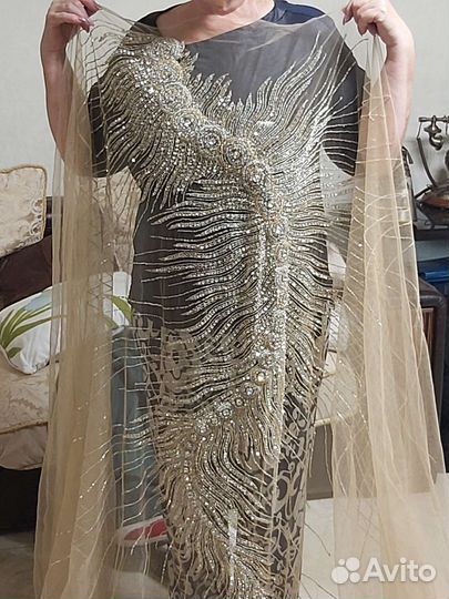 Отрез ткани,сетка,фатин расшитый бисером