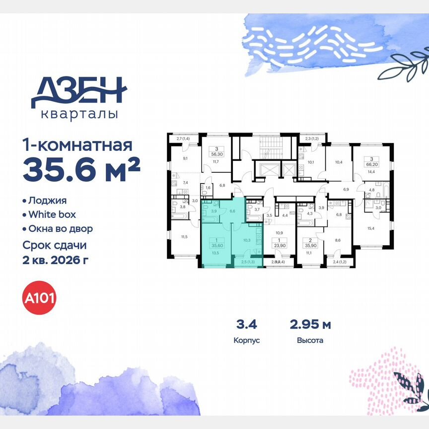1-к. квартира, 35,6 м², 14/14 эт.
