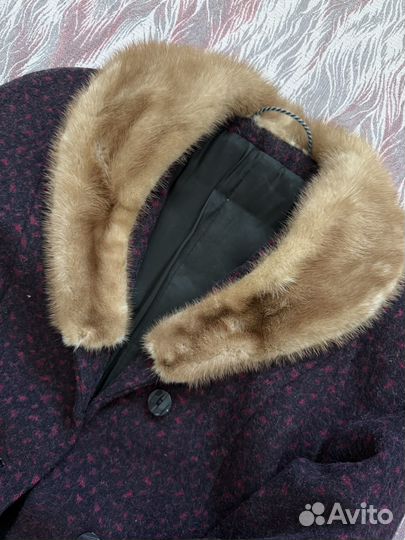 Пальто шерстяное с норкой
