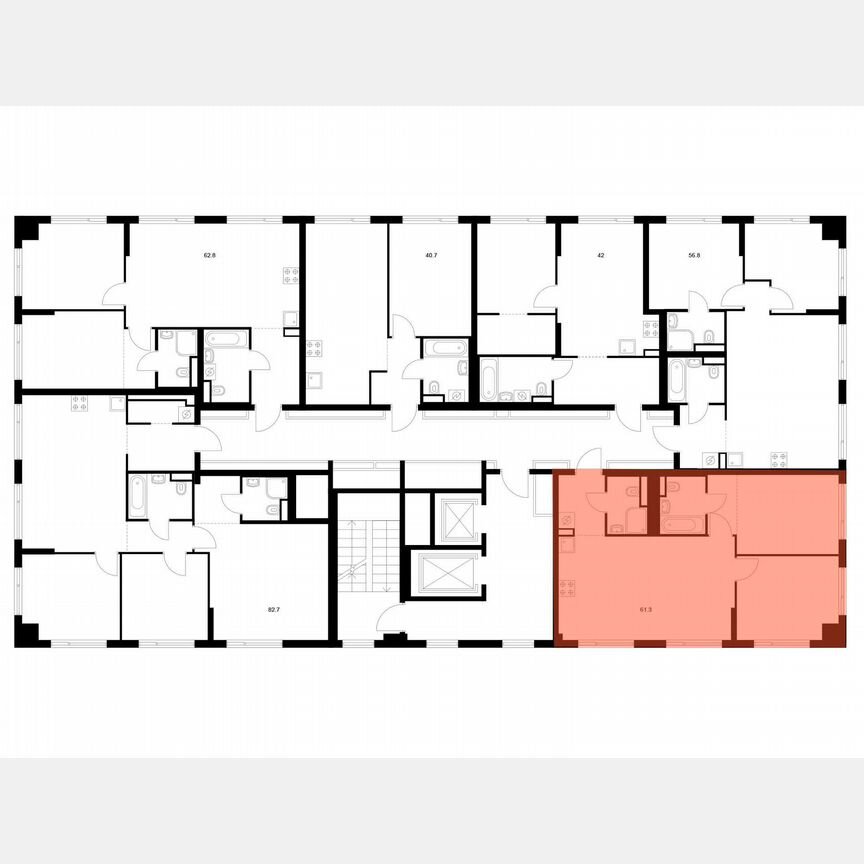 2-к. квартира, 61,3 м², 22/22 эт.