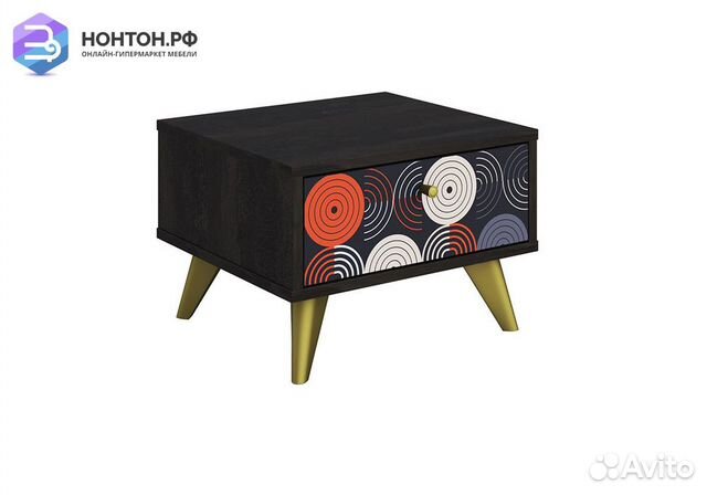 Тумба прикроватная Фьюжн vinil / камень угольный