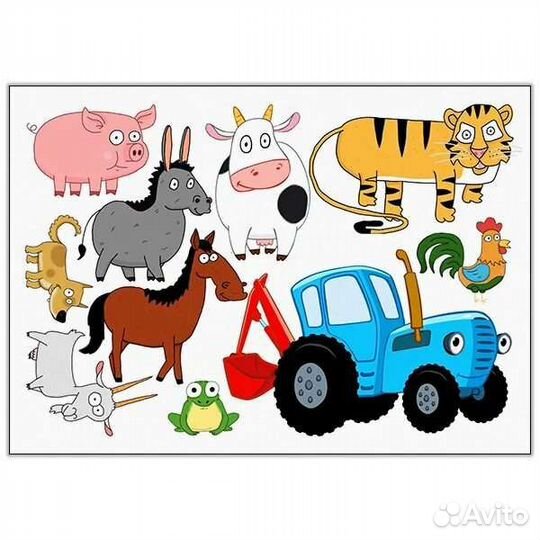 Синий трактор игра на липучках